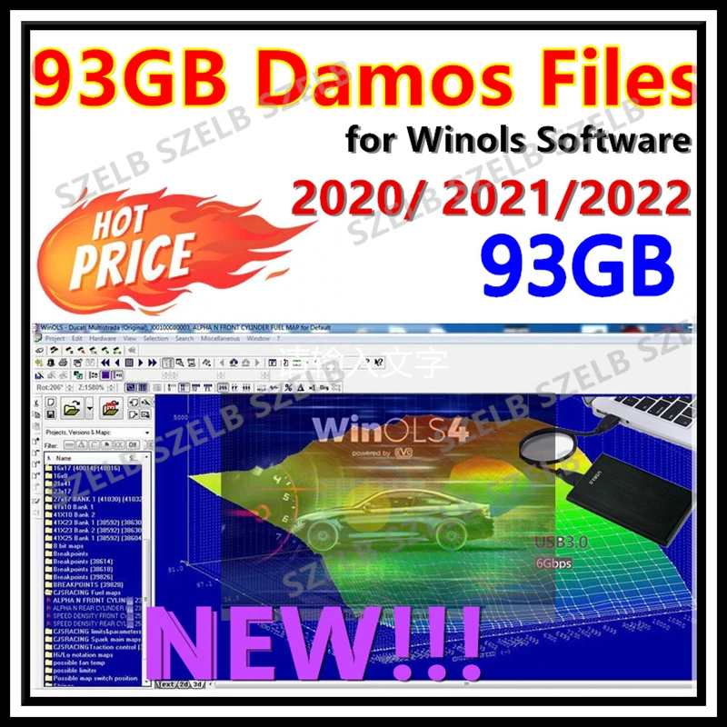 Newest 93GB WINOLS DAMOS Big Archive DAMOS Mappacks for Winols 4.7 Software BIG DAMOS PACK Package Chip Tuning Maps All Data