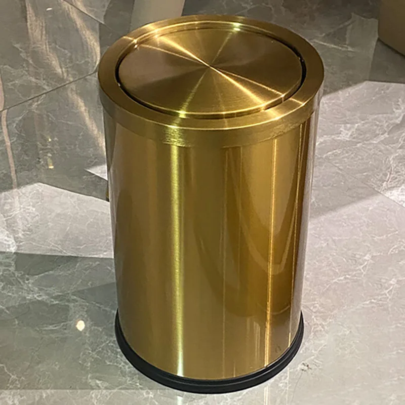 

Gold Luxury Trash Can Stainless Steel Camping Office Room Trash Can Hotel Bedroom Poubelle De Cuisine Bathroom Accessories Sets