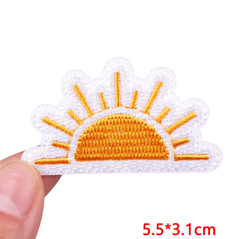 Sun Embroidery Patch Butterfly/Rainbow Iron On Patches For Clothing DIY Embroidered Patches On Clothes Backpack Sewing Stickers