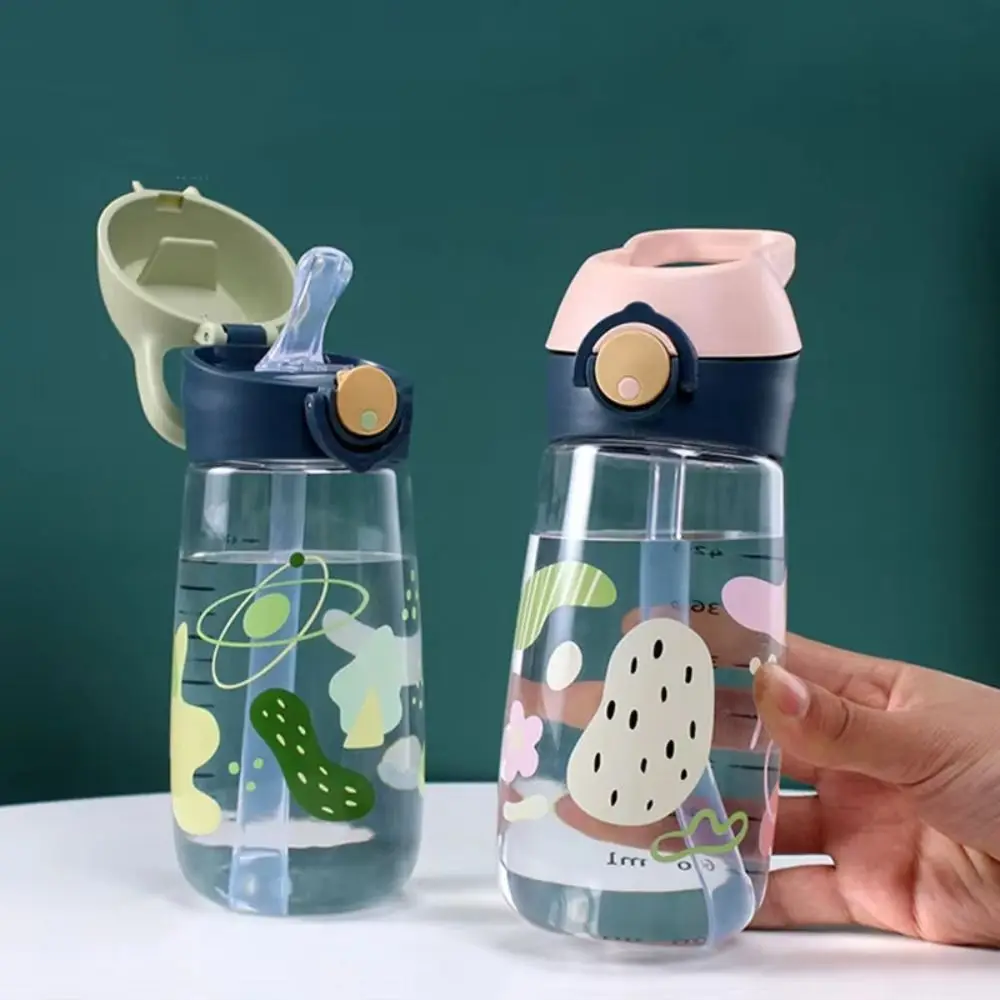 

Cute With Straw 500ML Water Bottles Leak-proof High-capacity Safe Straw Cup Transparent Easy To Clean Drinking Cup Student
