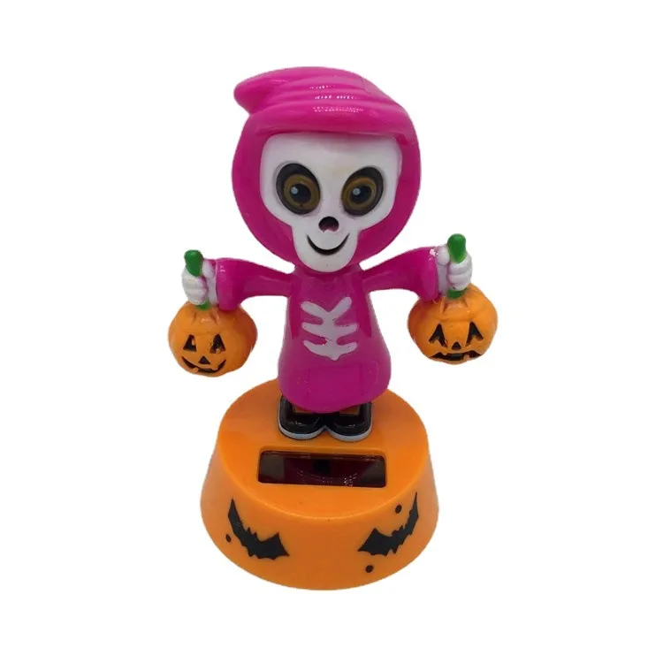 Funny Creative Solar Pumpkin Lantern Swinging Anime Doll Car Bobblehead Decor Kids Desktop Ornament Toys Halloween Gifts