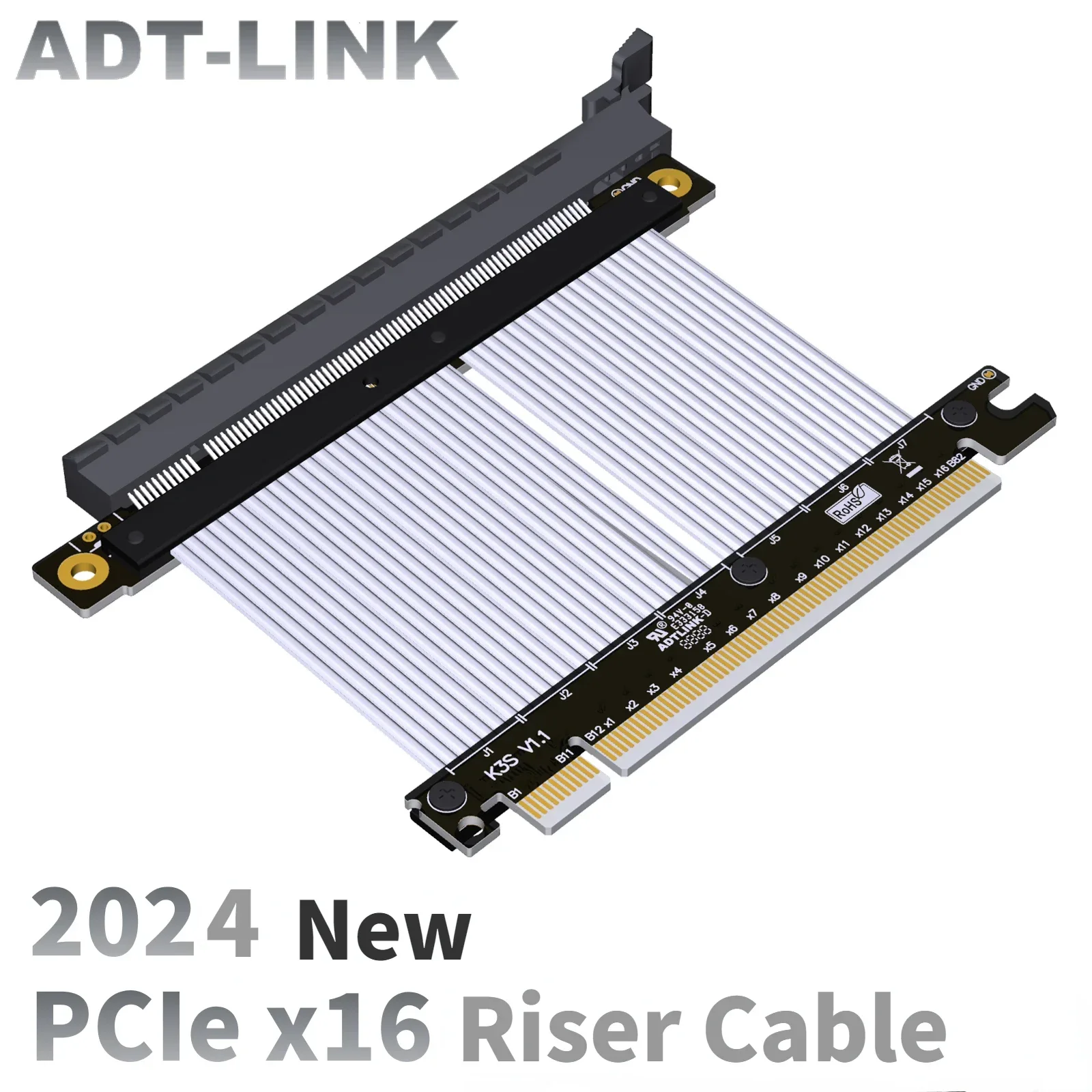 2024 ADT Brand New PCI Express 5.0 4.0 X16 Riser Cable RTX4090 Graphics Video Card GPU Extender Cable Gen5 16X for ATX PC Gaming