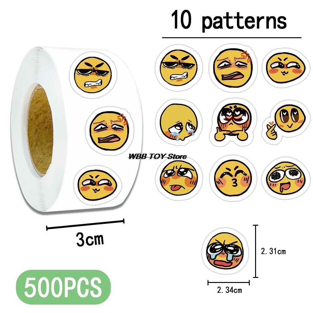 500pcs/roll Cartoon Cute Funny Expression stickers room decor wall art water bottle  school teacher supplies reward stickers