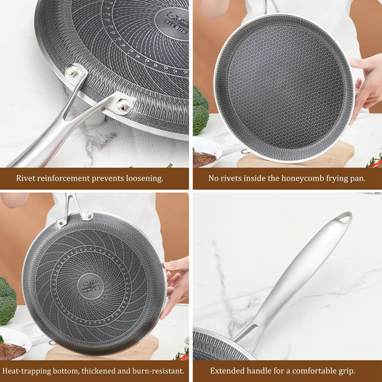 Pan For Pancakes Stainless Steel Grill Cooker Non-Stick Flat Frying Pan For Egg Cooking Outdoor Barbecue Stove Cooktop Kitchen