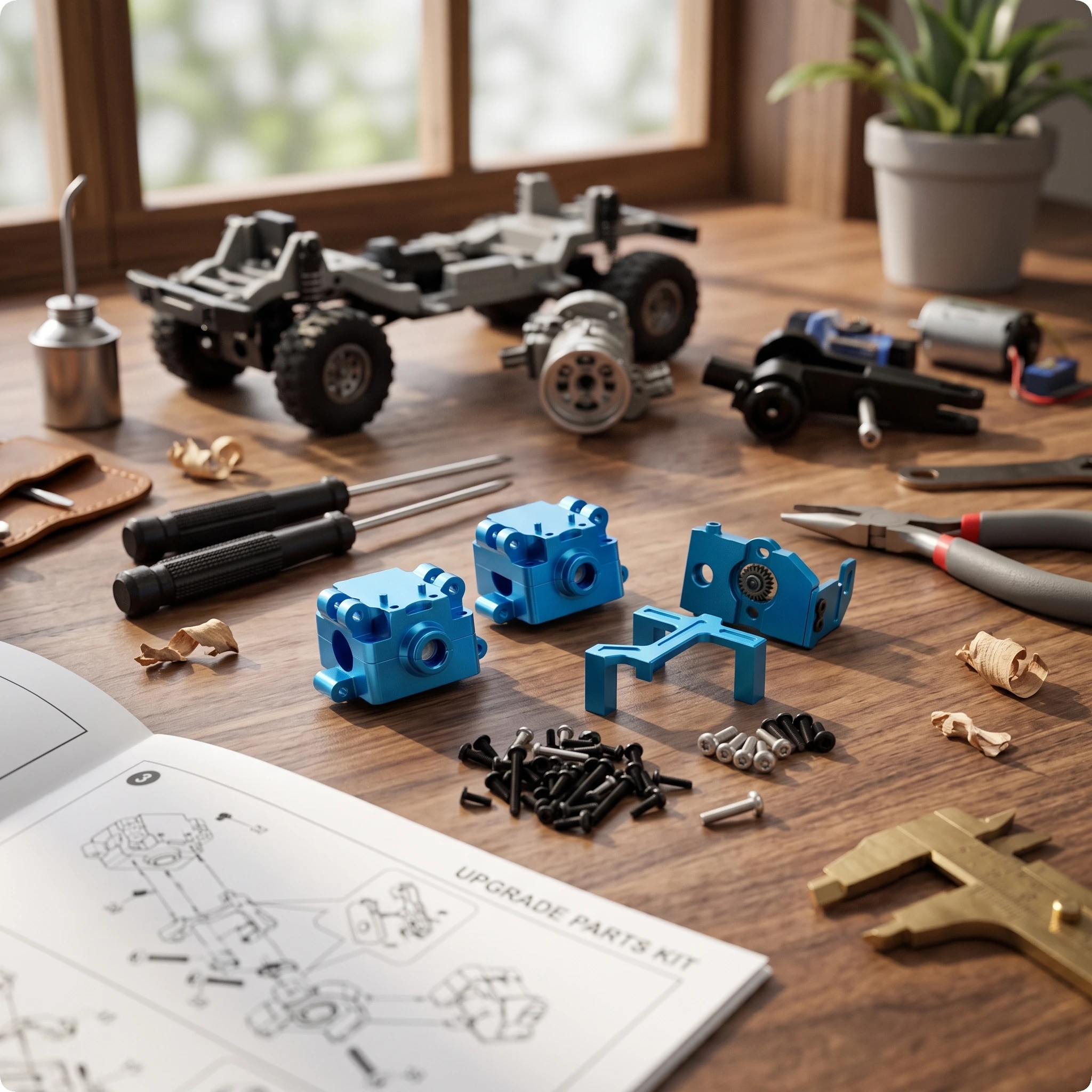 RC Car Upgrade Parts Kit Precision Cut RC Car Parts with Motor Mount Rigid Sturdy for Hobbyists, Custom Chassis Projects
