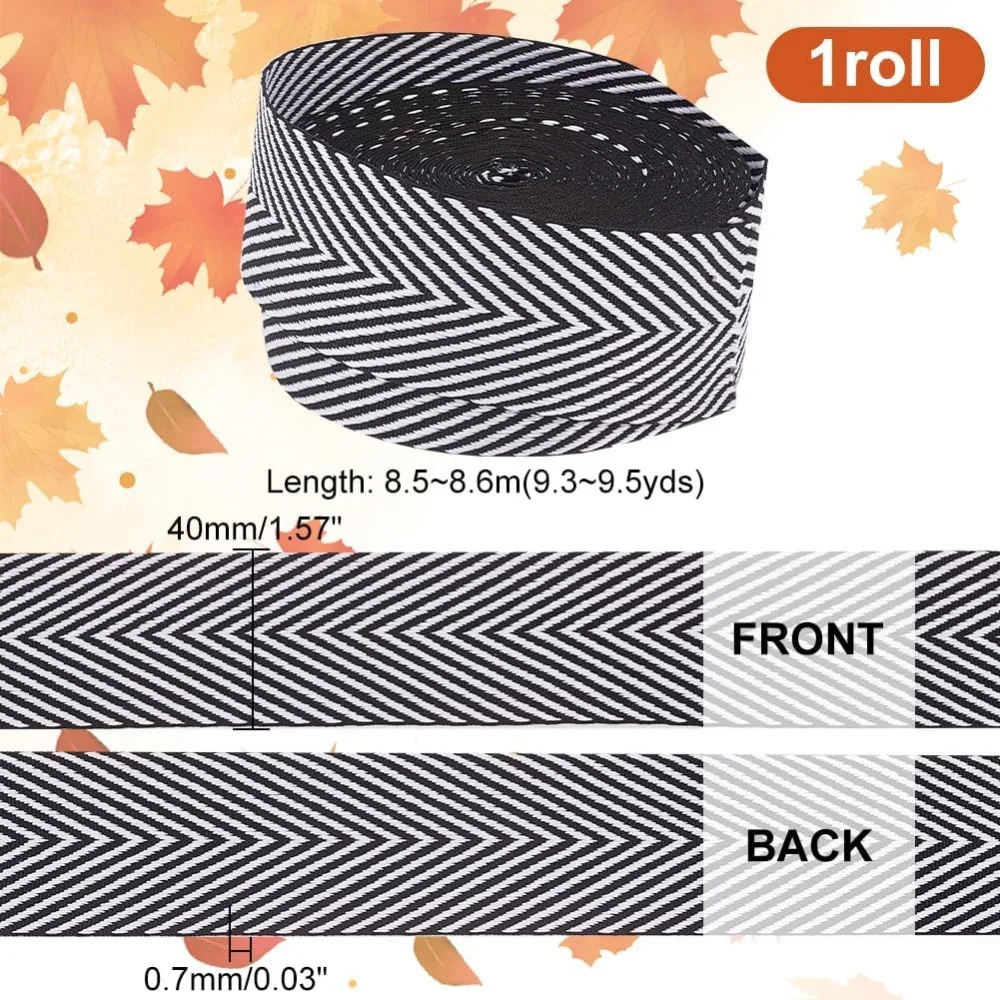 Polyester Twill Tape Ribbon Herringbone Ribbon Garment Accessories Black 1-5/8 inch(40mm)