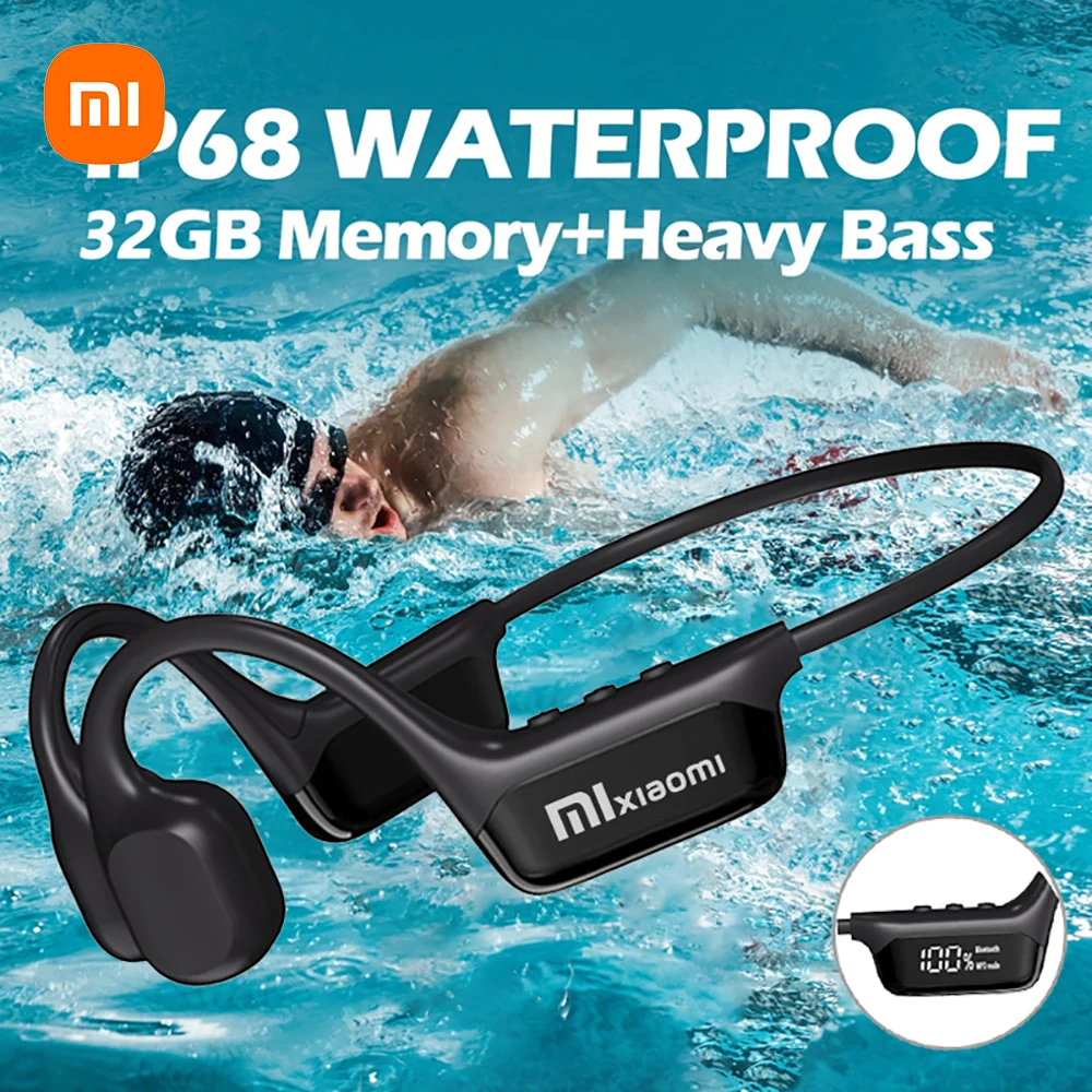 Xiaomi Mijia Bone Conduction Earphones Bluetooth Wireless Mic Headset IP68 Waterproof 32GB MP3 Player Hifi Swimming  Headphone