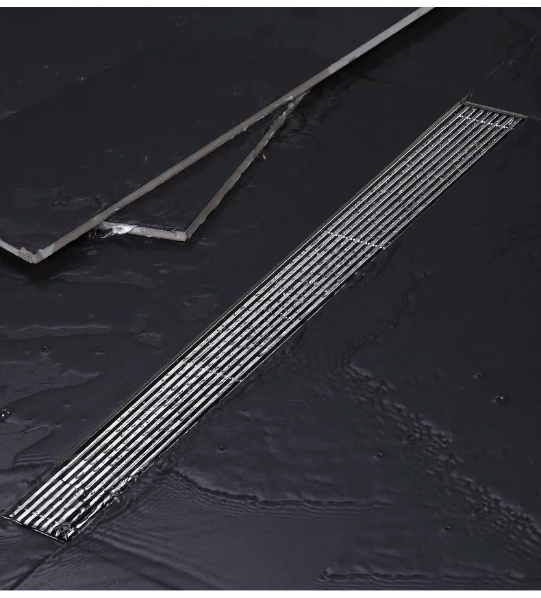 long-304-stainless-steel-rectangle-anti-odor-bath-shower-tray-long，bath-anti-odor-shower-drain20cm-90cm