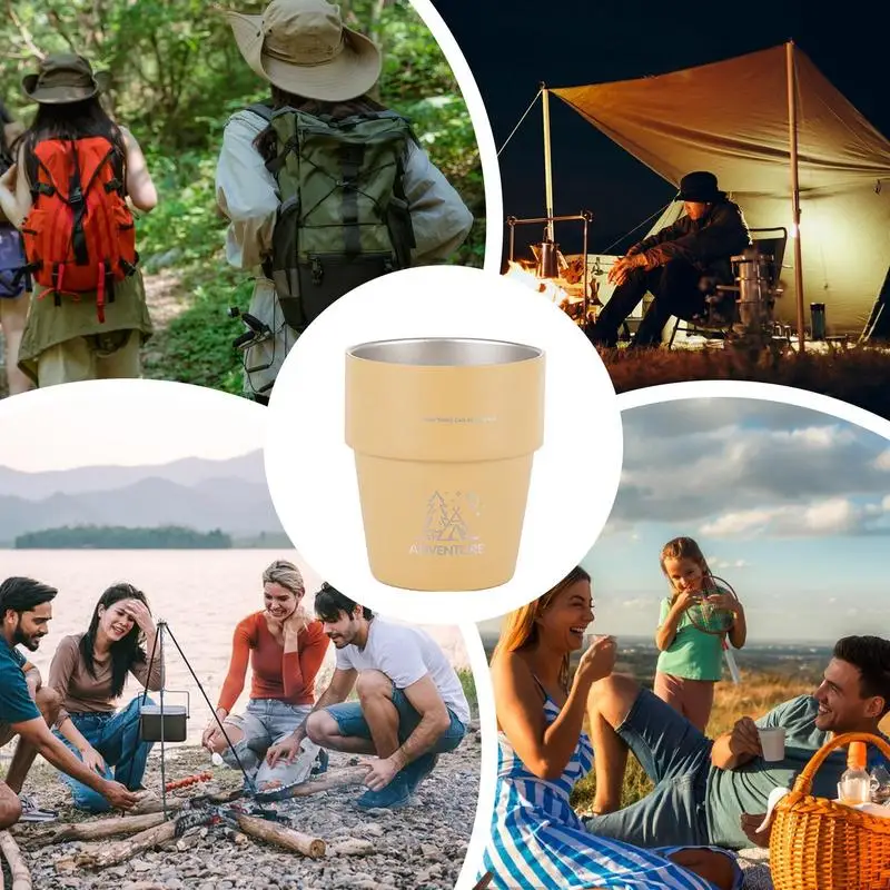 Creative Stainless Steel Vacuum cup Beer Mug 300ml Outdoor Camping Coffee Mug Insulated Tumbler Reusable Travel Mug for Camping