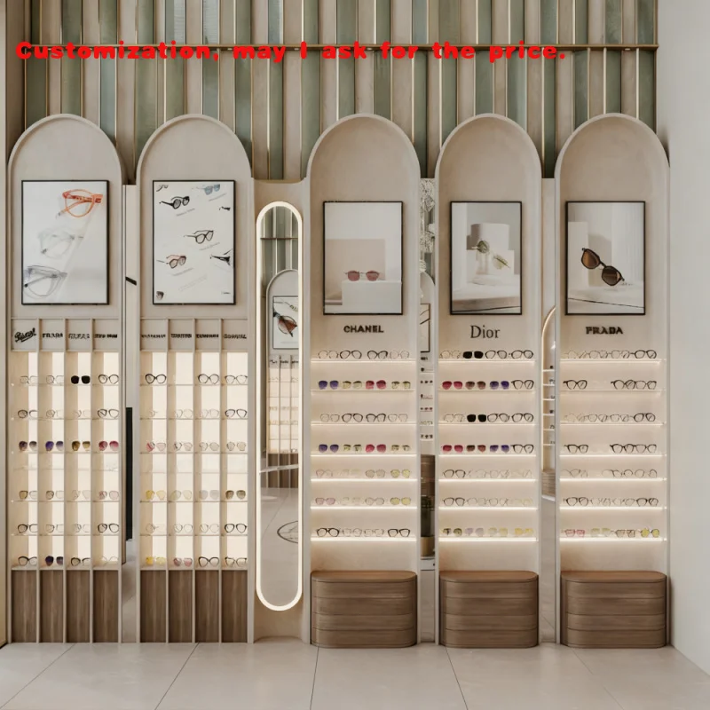 

на заказ. Настраиваемая деревянная напольная витрина со светодиодной подсветкой, очки, оптика, солнцезащитные очки-OEM/ODM, доступная розничная торговля
