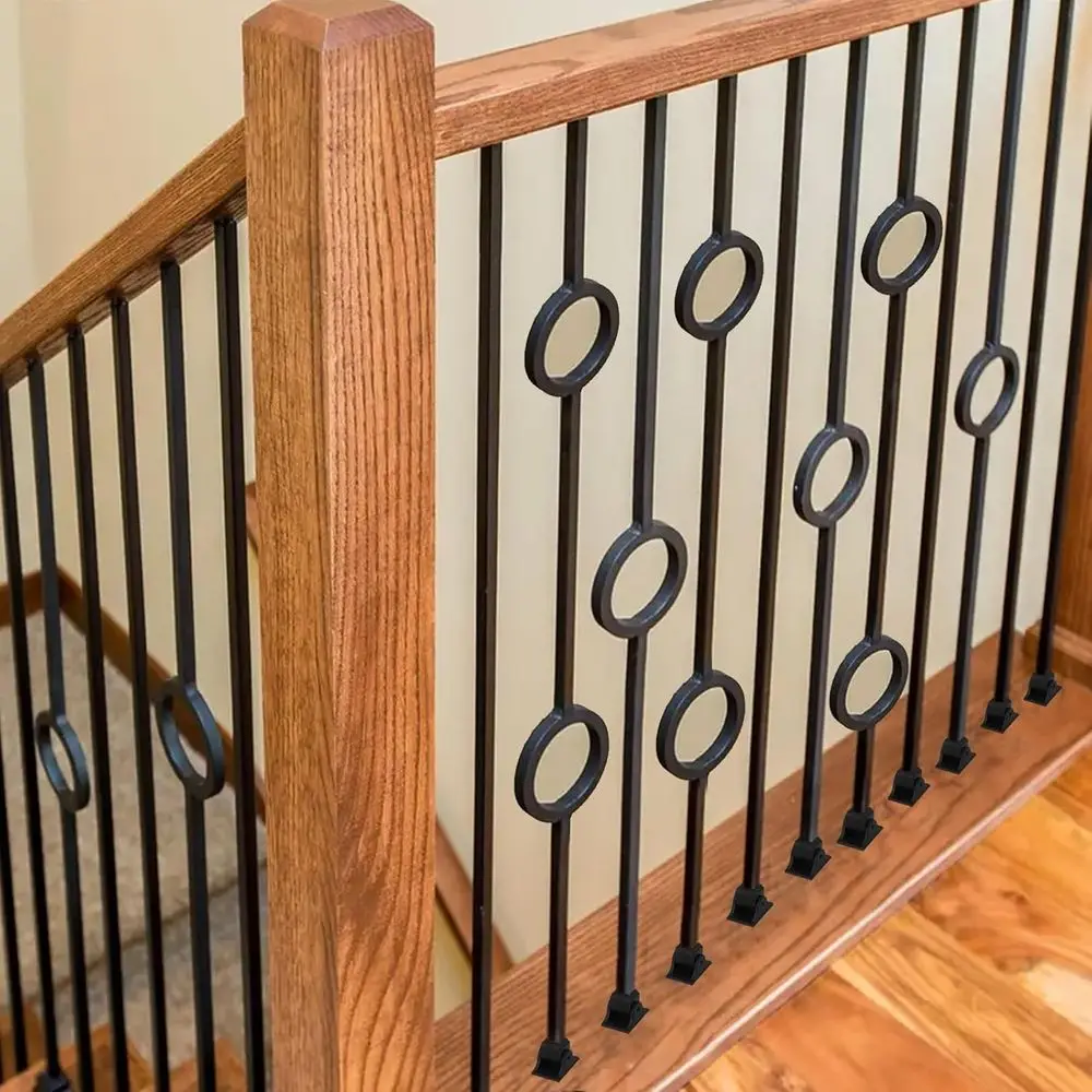 ลูกกรงเหล็กกลวงสำหรับบันได 8 ชิ้น ขนาด 1/2 นิ้ว พร้อมรองเท้าหมุน 16 ตัว