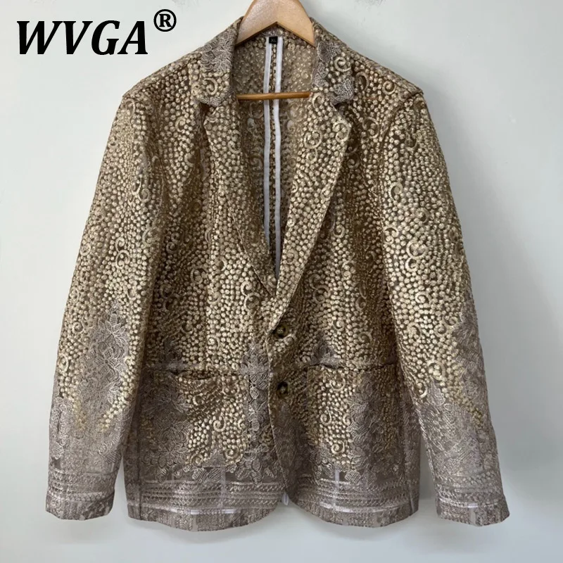 

WVGA Spring Autumn New Men's Tide Heavy Embroidery Design Trendy Long Sleeve Blazer Niche Chic Casual Suit Jacket Ins Y2K W10580