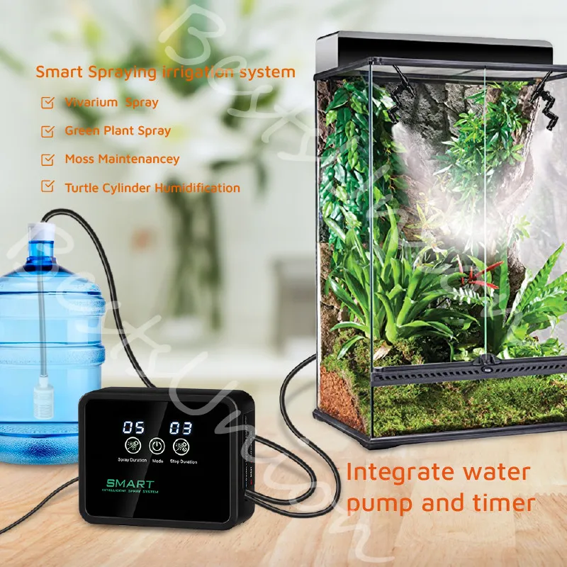 Intelligent Spray System Mist Rainforest Tank Timing Spray System Kit Reptile Fogger Terrariums Humidifier Electronic Timer