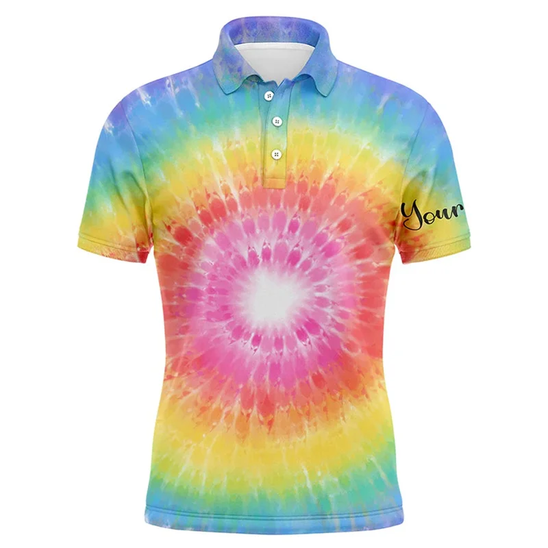 Summer 3D Custom Name Tie-Dye-Golf Printing Polo Shirt Kid Leopard Y2k Polo Shirts Unisex Sports Golf-Lovers Polos Clothing Tops