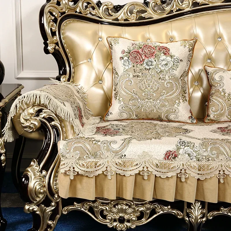 Big Hem Style Sofa Cushion Anti Slip All Season Universal High-end Sofa Cushion Luxurious Cover Cloth Cushion Seat towel