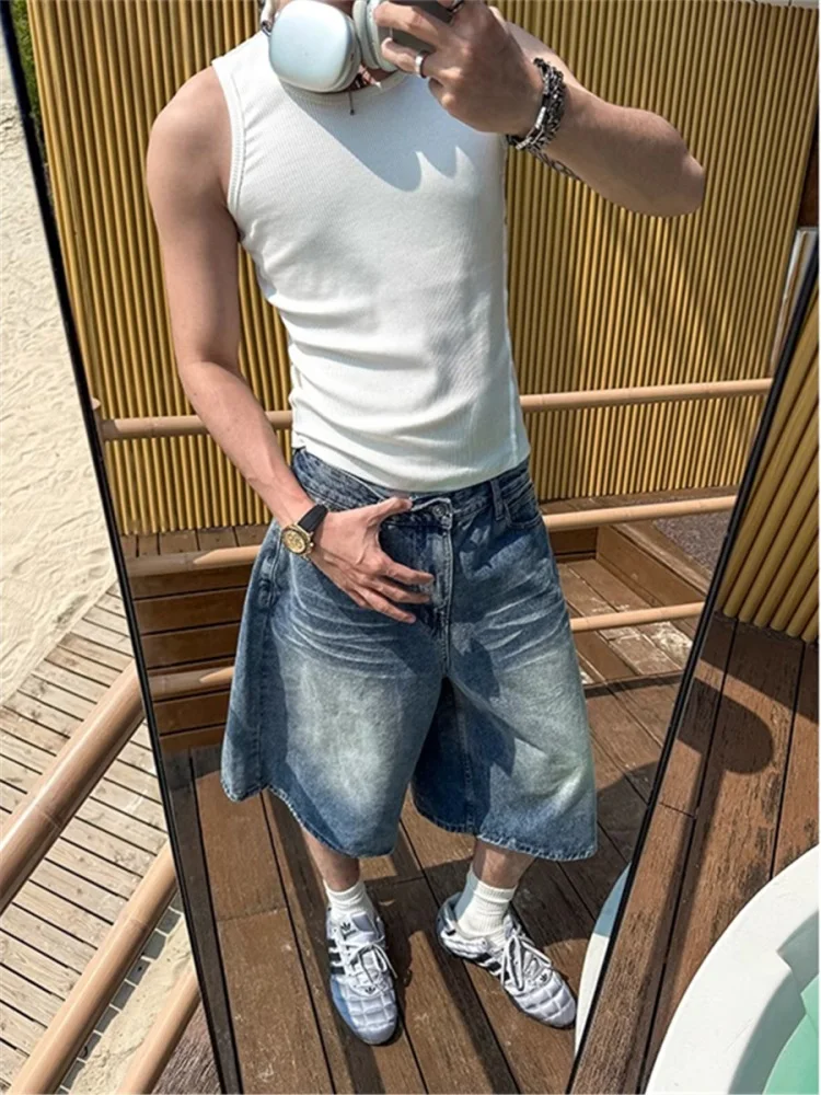 

Retro American Loose Wide Leg Straight Cut Seven-Foot Pants ex Street Sle Casual Jeans