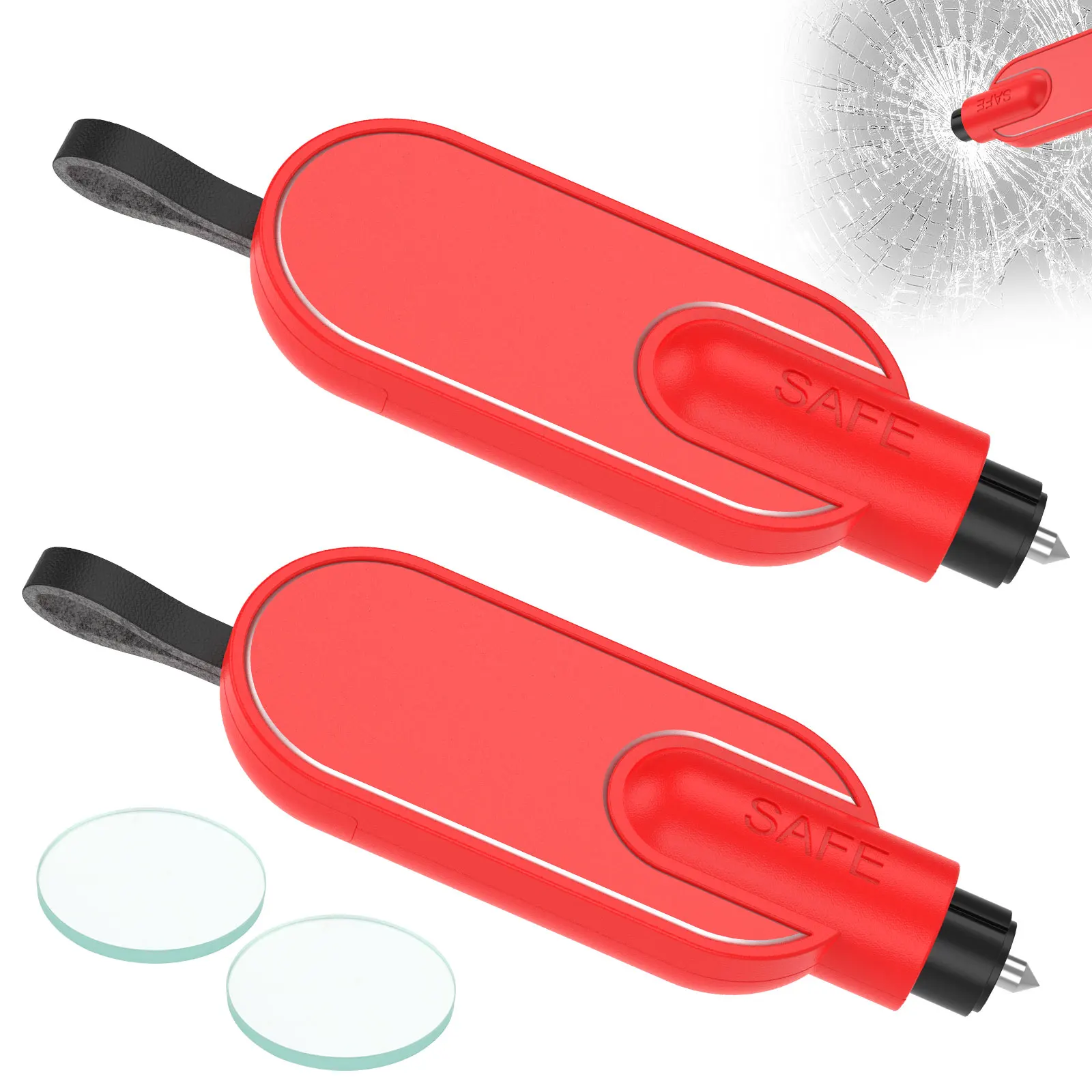2Pc Car Escape Tool Key Chain Car Glass Window Breaker Concealed Seat Belt Cutting Tool Auto Crash Survival Safety Hammer Device