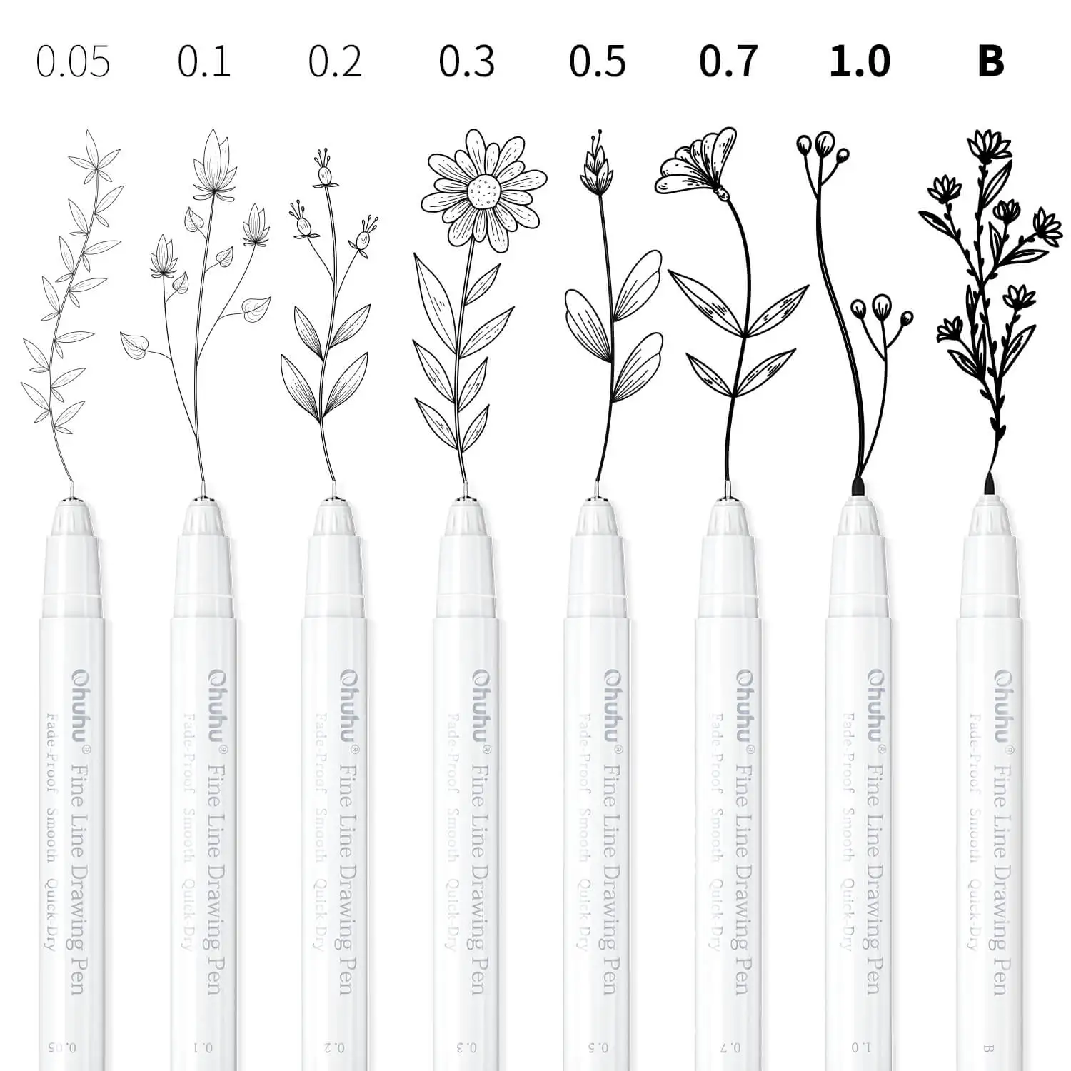 Imagem -03 - Ohuhu Micro Caneta Fineliner Canetas de Desenho Pacote Canetas de Linha Arte Canetas Coloridas Marcadores de Ponto Fino à Prova Impermeável Água Escrita Esboçar Mangá