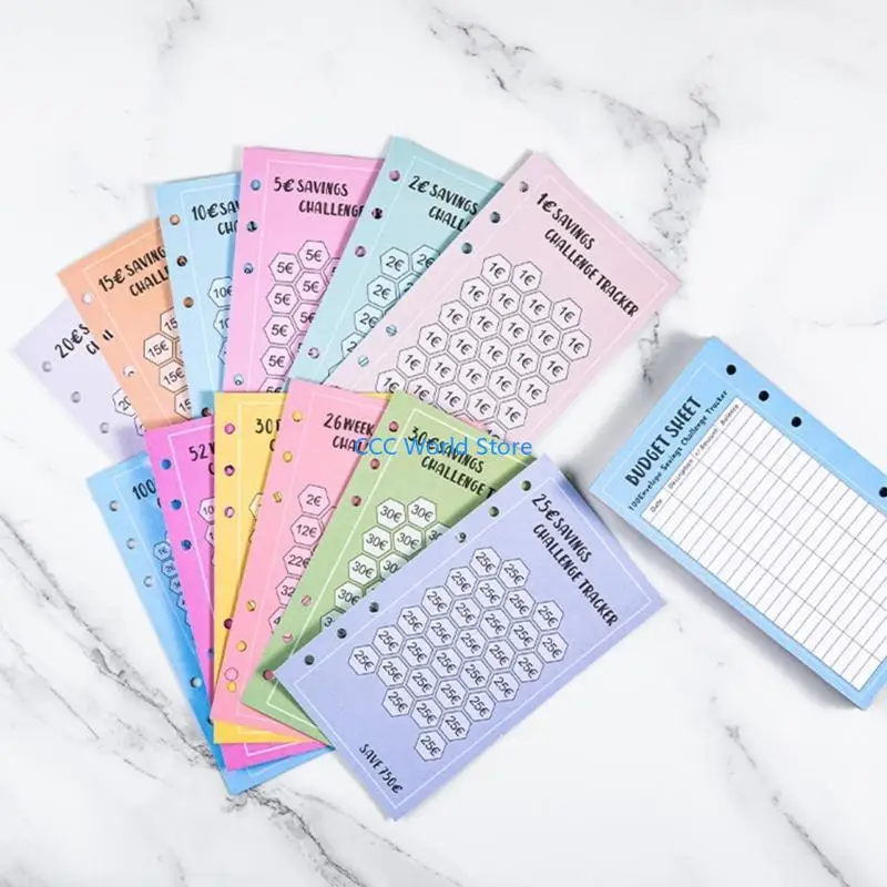 G92A A 6 48 Sheets 52 Week Save Challenge Occants Save Money Euros USD Planner Planner Easy Savor for Family