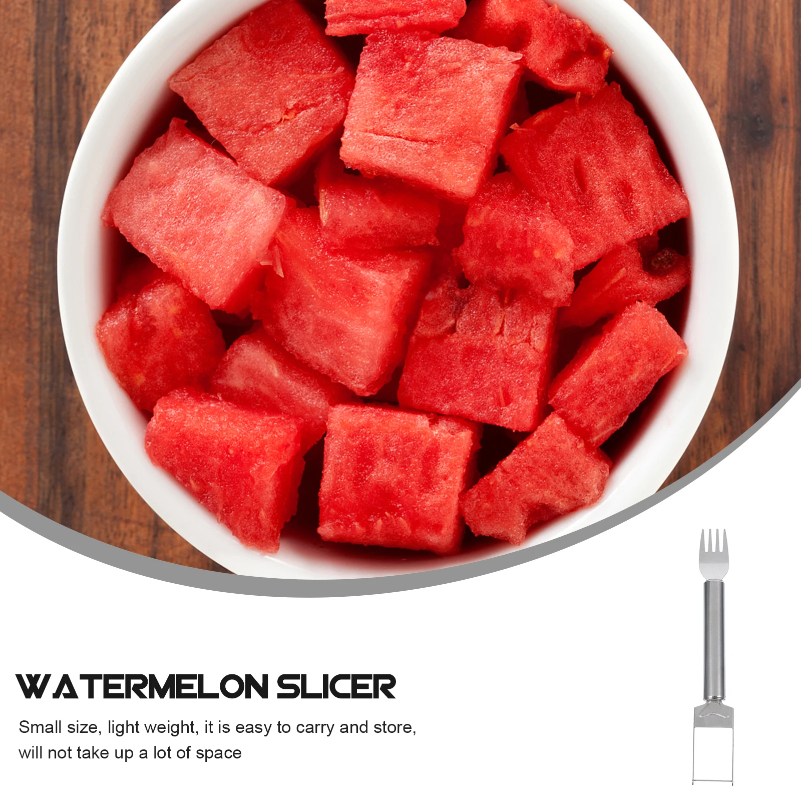 

Stainless Steel Watermelon Cut Fruits Fork Slicer Portable 430 Light Weight Compact Safe Odorless Easy Use Carry Home