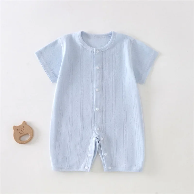 Baby Short Sleeved Jumpsuit Breathable Mesh Air Conditioning Suit for Newborns in Summer Lightweight Sleepwear Boys Girls Romper