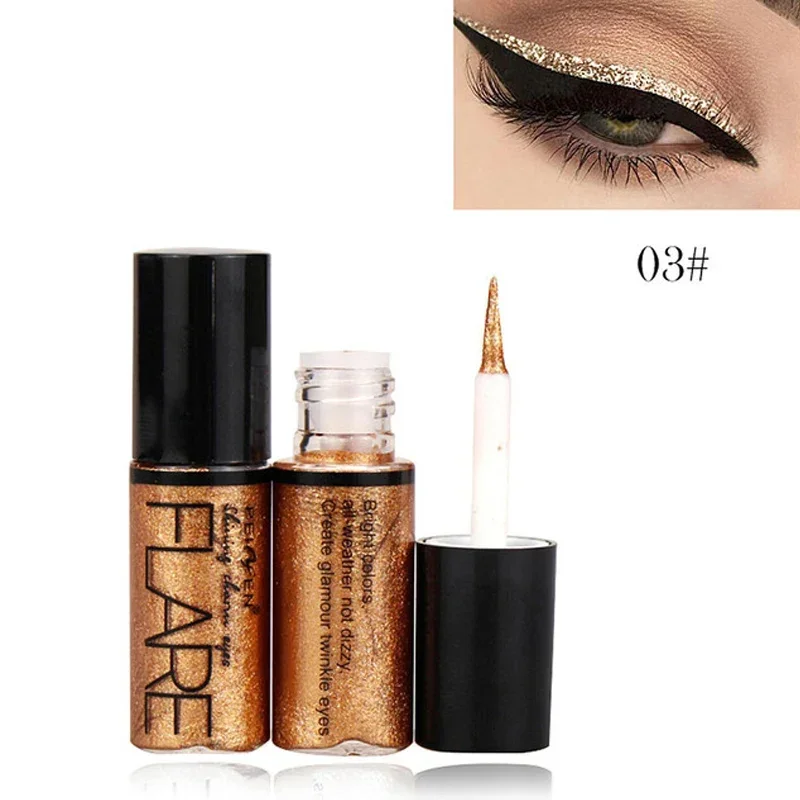 Glitter Eyeliner 5 Kleuren Waterdicht Pigment Zilver Rose Goud Vloeibare Eyeliner Make-Up Cosmetische Langdurige Glanzende Eyeliners