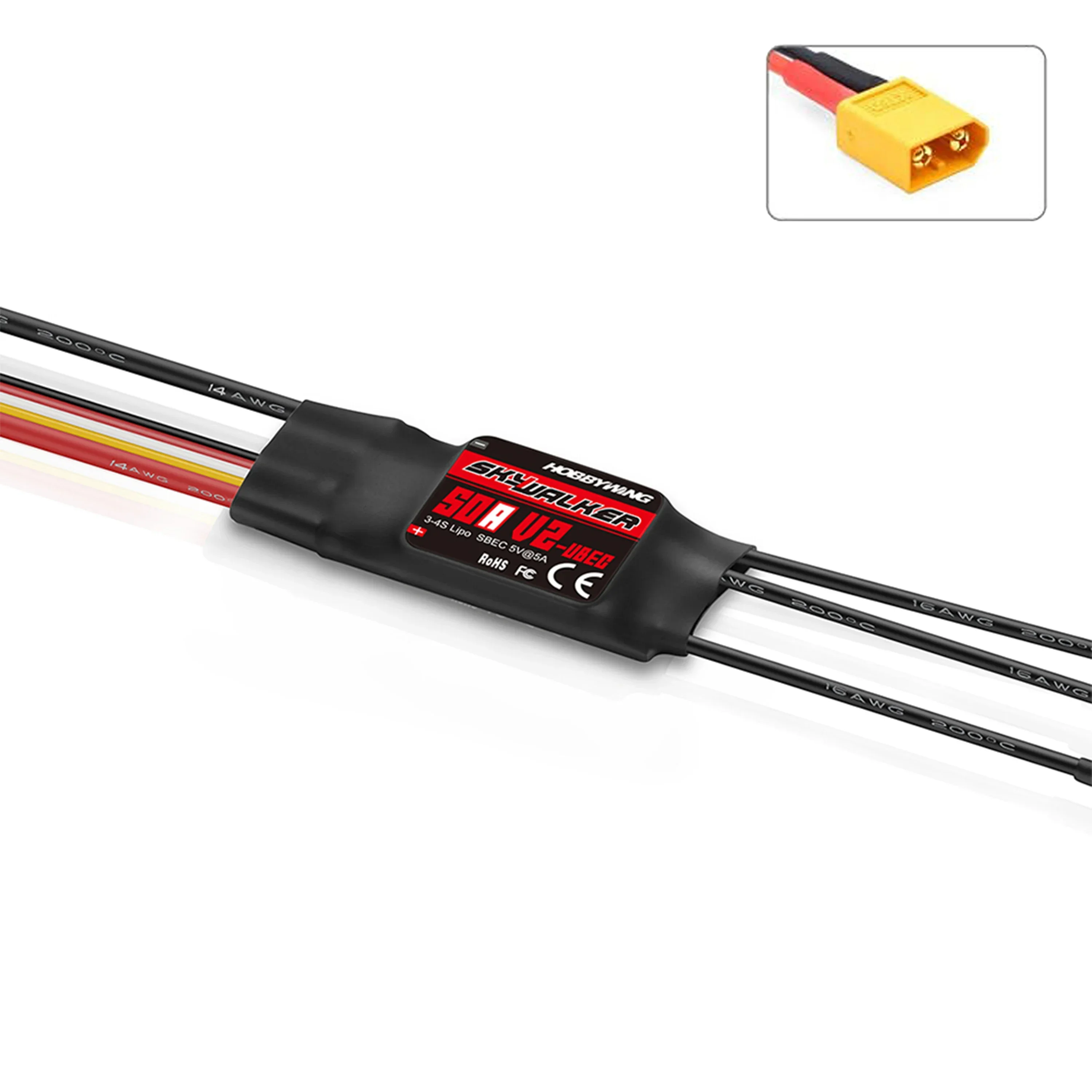 HOBBYWING Skywalker V2 15A 30A 40A 50A 60A 80A 100A Borstelloze ESC Speed Controller UBEC T/XT60 voor RC FPV Quadcopter Drone Vliegtuig