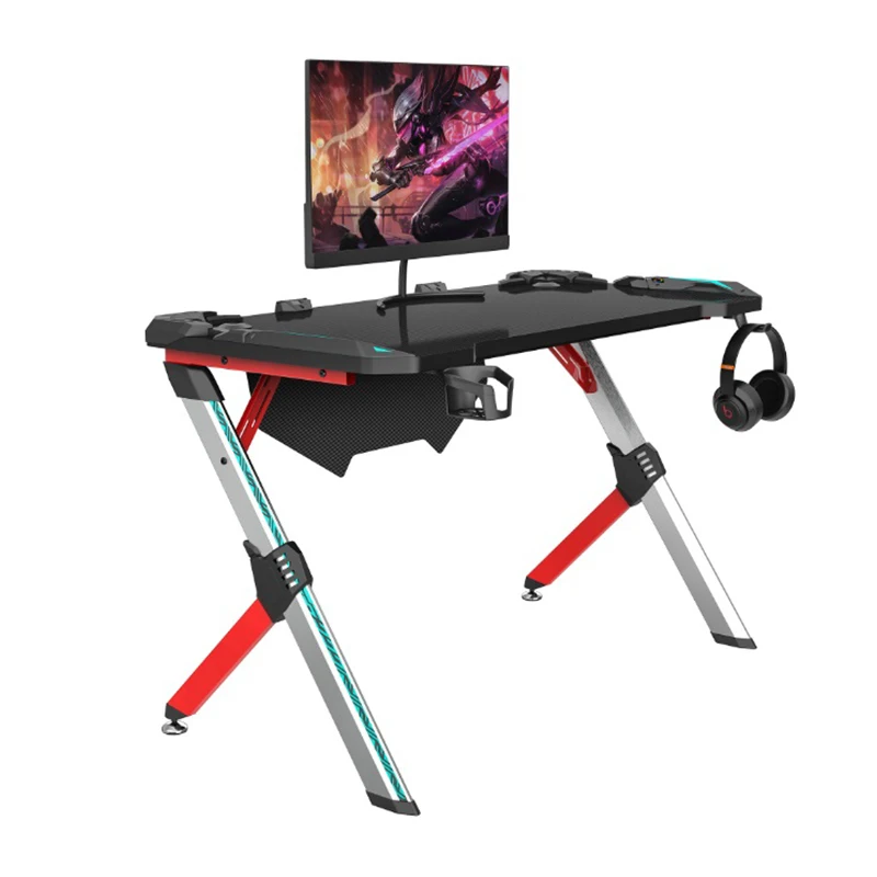 Professional Gaming Adjustable Game Club Office Table RGB Led Lights Gaming Desk