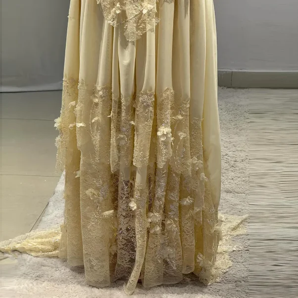 فستان حفلة موسيقية مطرز بالترتر الأصفر مخصص بدون حمالات بدون ظهر فيستدوس دي نوش بطول الأرض للسهرات الرسمية #6