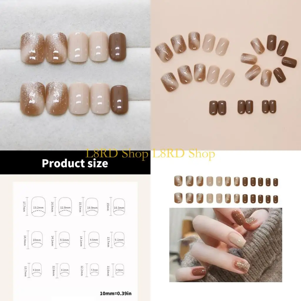 

L8RD 24 штуки ко Дню святого Валентина, модные короткие квадратные накладные ногти для свадеб, выпускных вечеров и повседневной