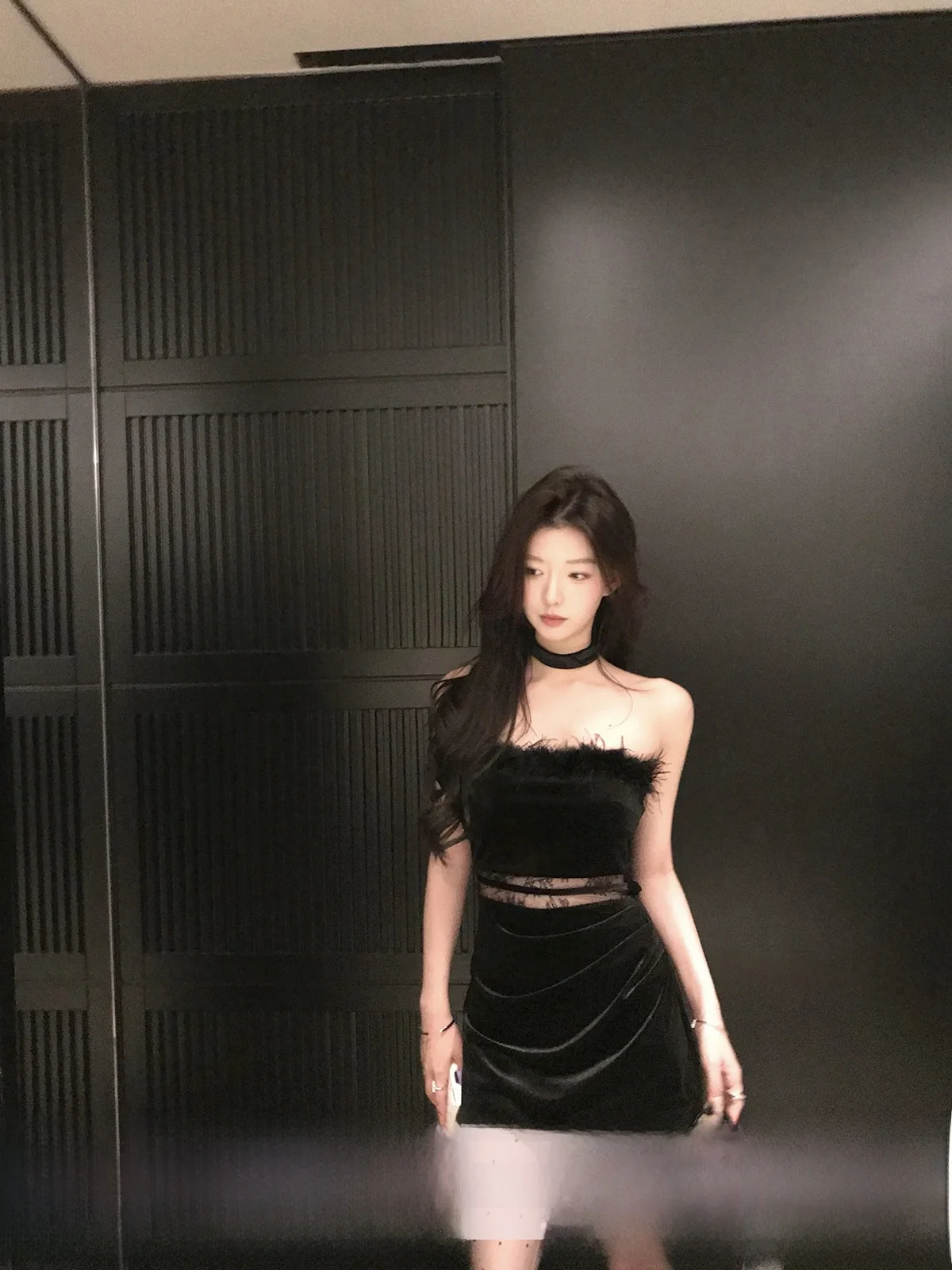 

Ele Bla Strapl Long Dr Women's Slimming Fitted Gown Yoyozhang Spring Collection Polymide Polyester Fabric