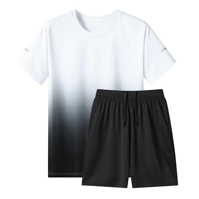 Short sleeved T-shirt set summer quick drying ice silk fashionable running outdoor walking shorts set