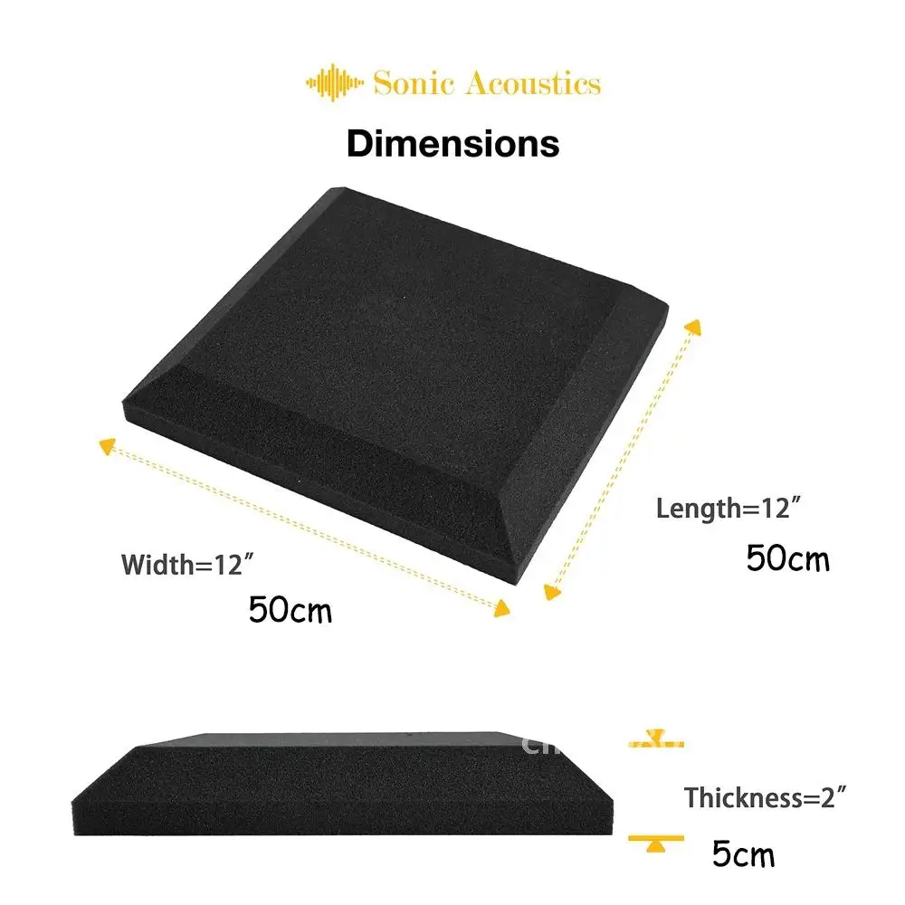 4Pcs 50X50X5cm Studio Acoustic Soundproof Foam Sound Absorption Treatment Flat Panel Tile Wedge Protective Sponge