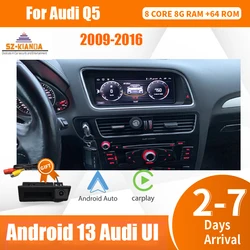 Wireless Carplay Android 14 Touch Screen Car Radio Screen For Audi Q5 2009-2016 WIFI 4G SIM Bluetooth GPS Navi Auto Multimedia
