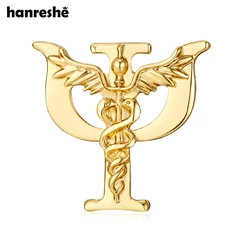 Hanrehse Psi Psychology Caduceus Brooch Pin Medical Backpack Lapel Hat Badge Decoration for Psychologist Doctor Nurse