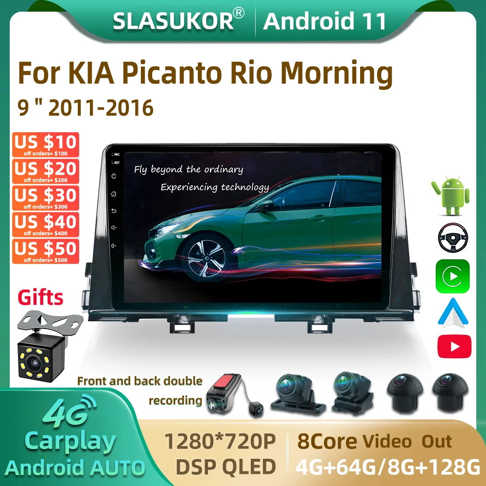 

9" Inch For Kia PICANTO RIO Morning 2011-2016 Android Car Radio GPS Multimedia Video Player Car Audio Stereo Player Navigate