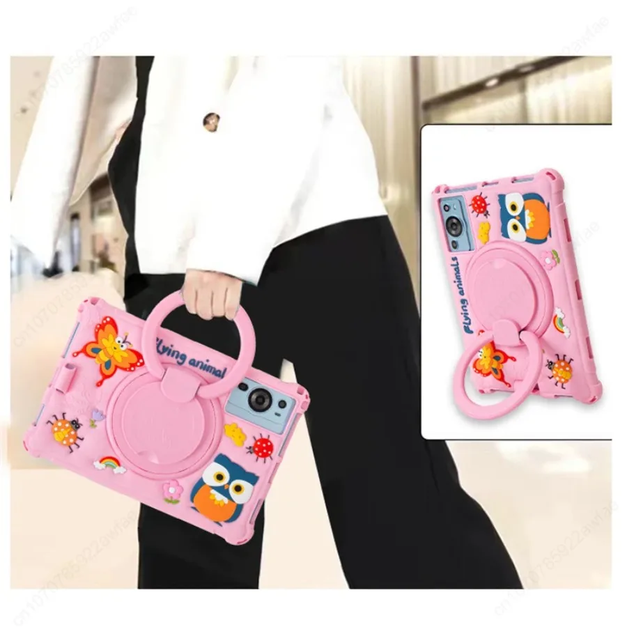 Cartoon Tablet Cover For Teclast M50 Mini 8.7 T50HD T50 HD 11 M40 SE Plus P20 HD P30 M40Plus Kids Silicone Rotation Stand Case - Image 5