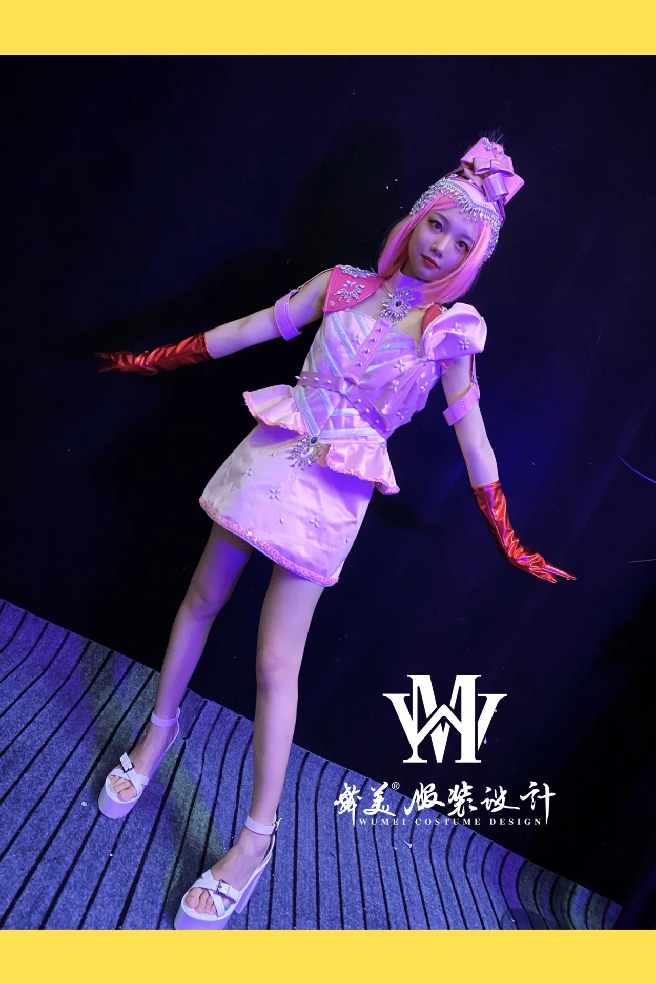 Nieuwe Nachtclub Roze Leuke Mooie Meisje Prestaties Jurk Vrouwelijke Bar DS Prestaties Jurk Dansvoorstelling Set