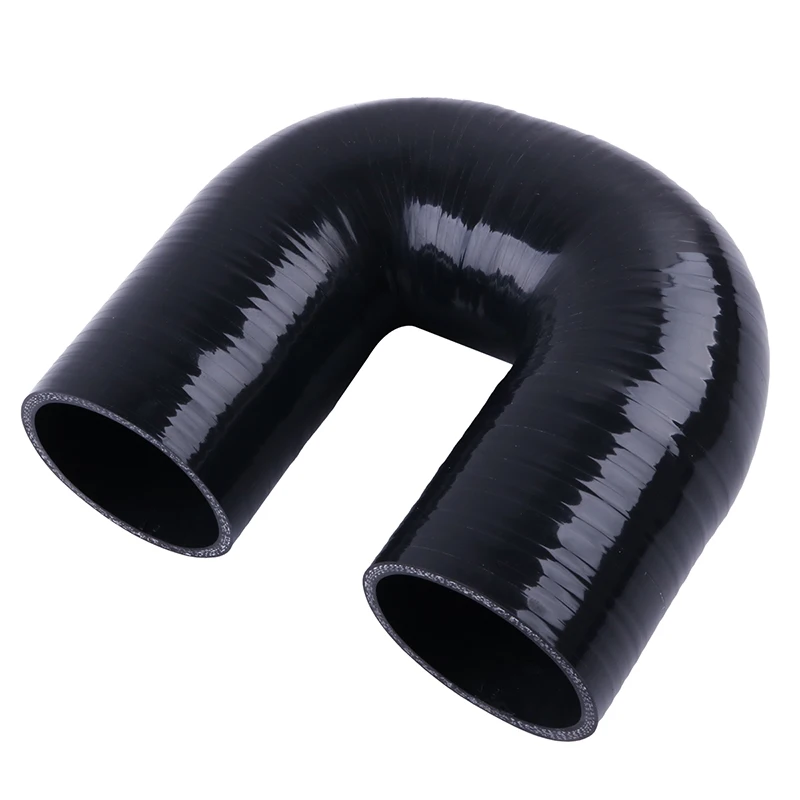 ID 12mm 15mm 19mm 22mm 25mm 32mm 35mm 38mm 42mm 51mm Black 180 Degree Elbow General Silicone Coolant Intercooler Pipe Tube Hose view 6