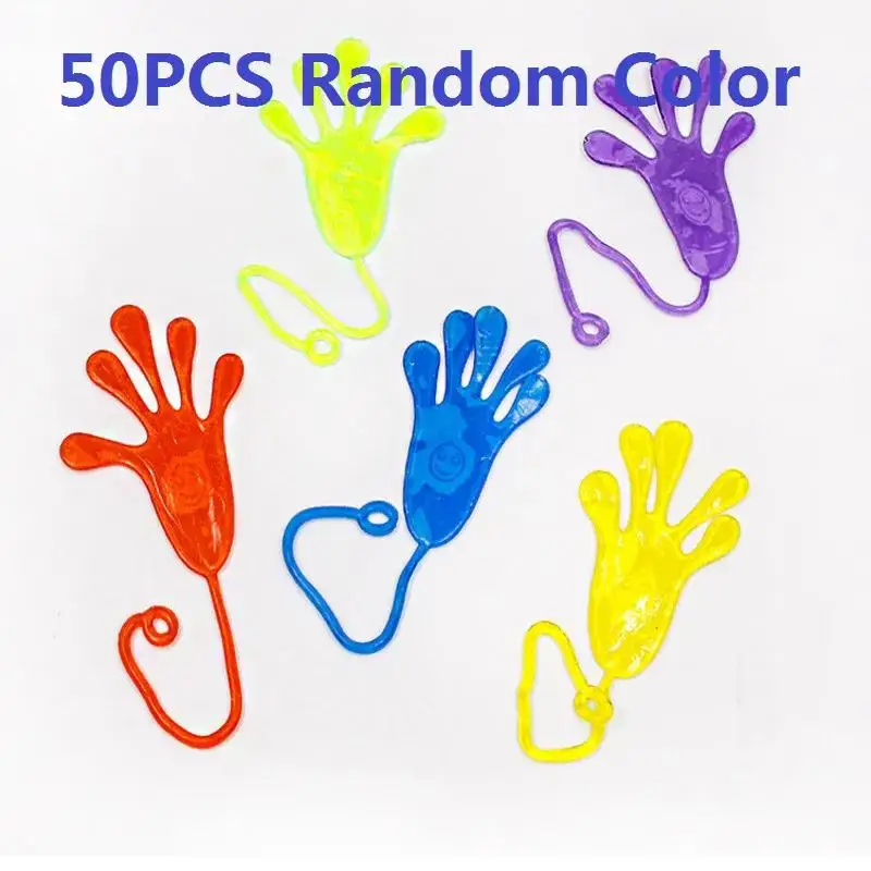 5-50Pcs Funny Sticky Hands Stretchable Palm Kids Novelty Toy Birthday Party Favors Guests Gift Goodie Pinata Filler Christmas