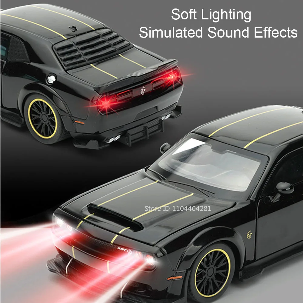 1:32 Hellcat STR Legering Model Diecast Politieauto Speelgoed 4 Deuren Geopend Geluid Licht Trek Miniatuur Voertuigen Kinderen Dag geschenken