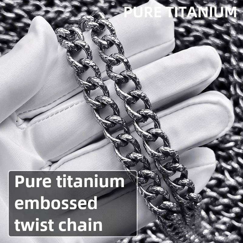 

1Meter Vintage Embossed Twist Design 9mm Pure Titanium Cuban Link Chain Necklace & Bracelet & Bag Chain Non-Welded Denim Chains