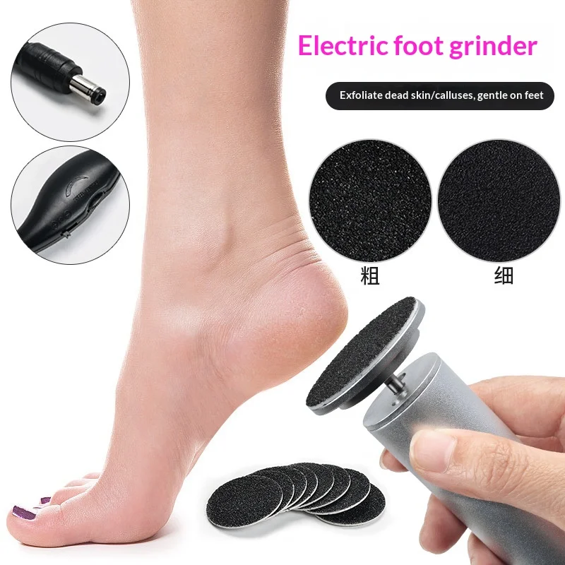 Electric Foot Grinder Stainless Steel Manicure Pedicure Tool Removes Dead Skin Calluses Heel Calluses with Sanding Pads