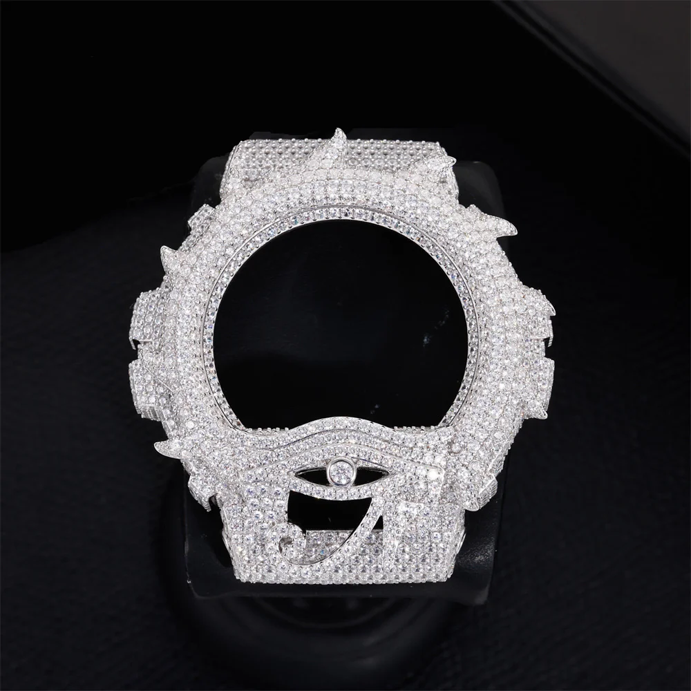 Blingminer Eye Moissanite Watch Case For CAS** DW6900RL-1AC Can Pass Diamonds Tester Brass With GRA Wrist Diamond Case Free Shi view 3