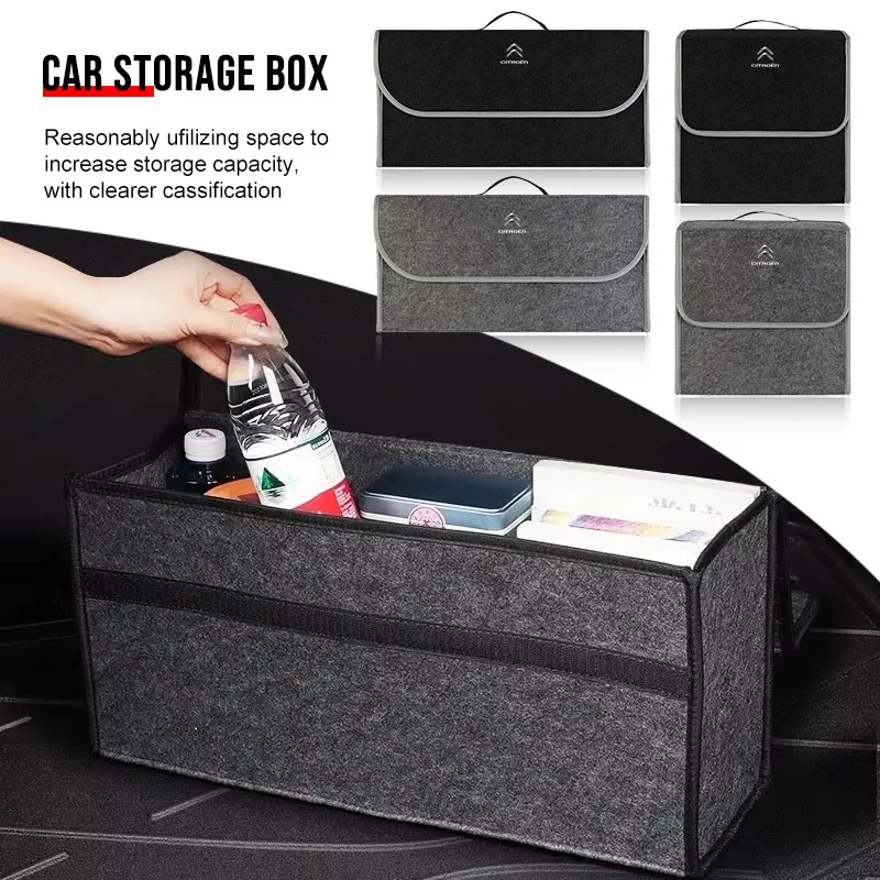 Cars Foldable Trunk Bag Car Soft Felt Storage Bag Organizer for Citroen C4 Berlingo Celysee Picasso C3 C5 C1 C2 C4 Car Stickers