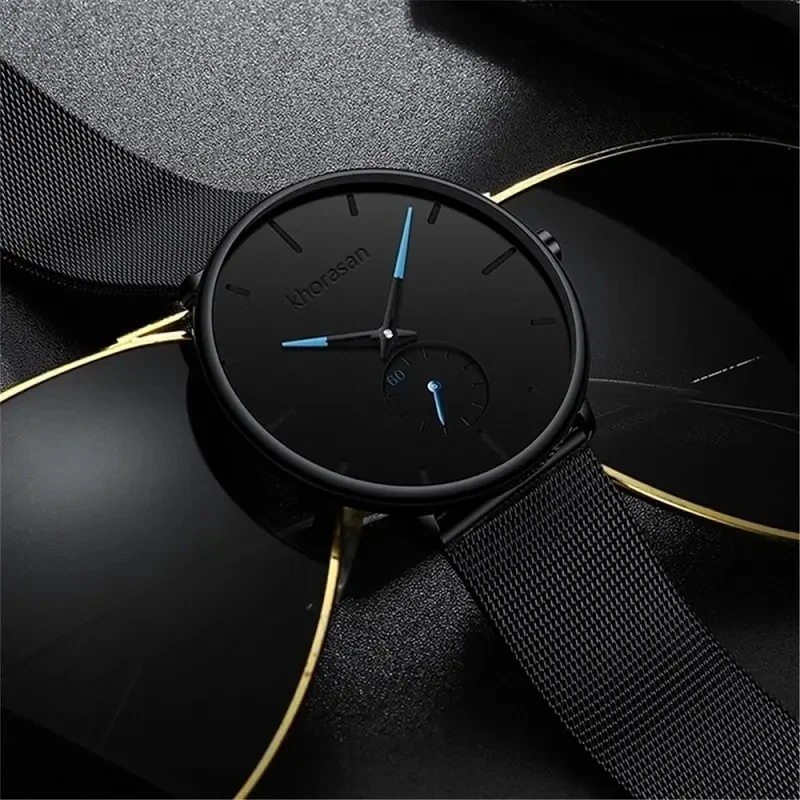 Mens Fashion Minimalist Watches Men Business Casual Quartz Watch Simple Male Stainless Steel Mesh Band Clock Reloj Hombre