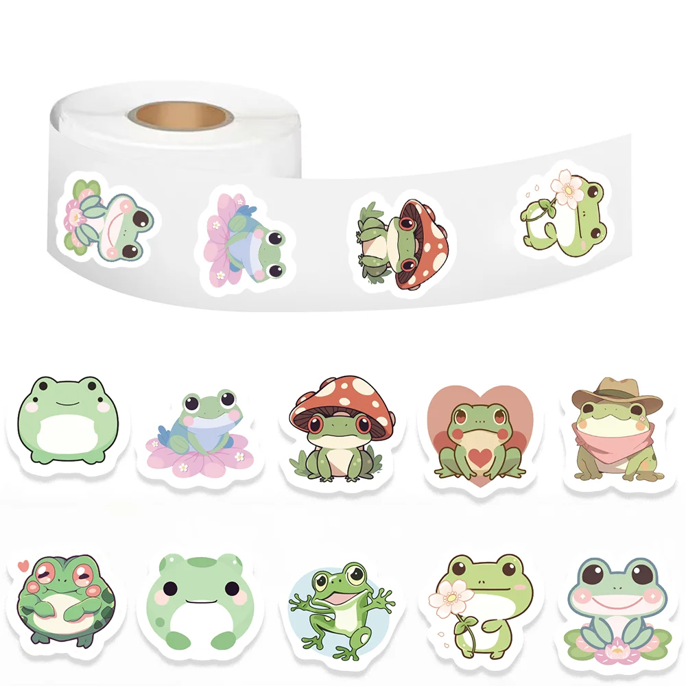 

500pcs Cartoon Kawaii Frog Stickers DIY Graffiti Roll Sticker for Laptop Notebook Wall Car Stationery Diary Sealing Label Decal