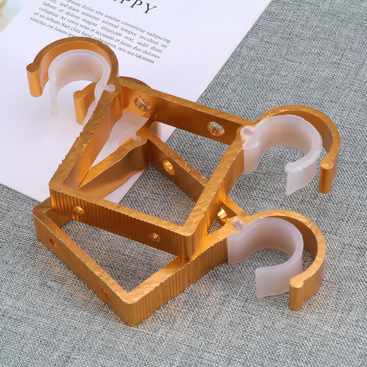 

2Pcs Aluminum Curtain Rod Bracket Thick Double Hook Stable Metal Mounting for Heavy Curtains Window Frame Use Curtain Bracket