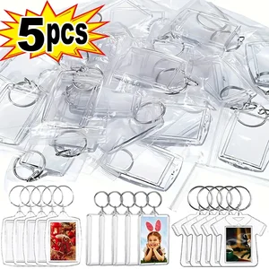 1/5 pçs transparente moldura de foto chaveiro borlas snap-in inserção personalizada foto acrílico em branco chaveiro claro imagem em branco pingente 8 principais vendas chaveiro de franja - №2