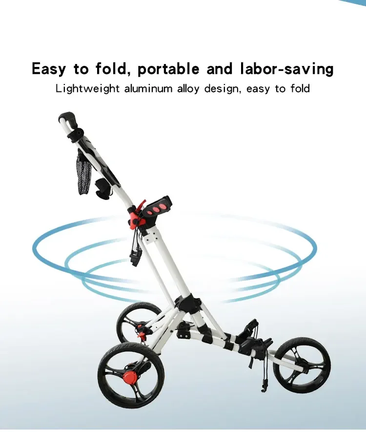 3 Wheels Portable Lightweight Multi-function Golf Trolley Cart